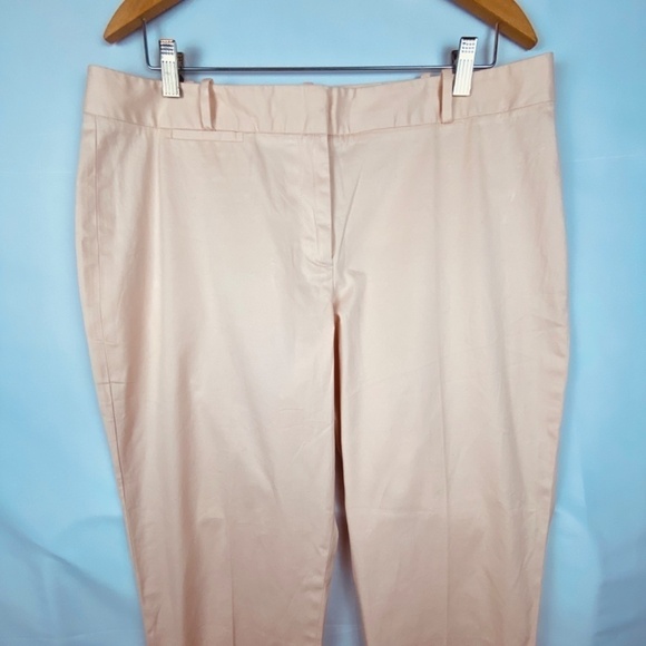 Talbots women Sz 14 straight high rise flat front cotton Pants Trousers Crop NWT - Picture 2 of 9